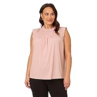 Adrianna Papell Women's Plus Size Smocked Ruffle Top