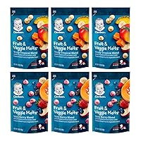 Graduates Fruit & Veggie Melts Snack Variety Pack, 3 Very Berry Blend and 3 Truly tropical Blend (Pack of 6)