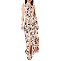 Angie Women's Halter Maxi Dress with Lace Insets