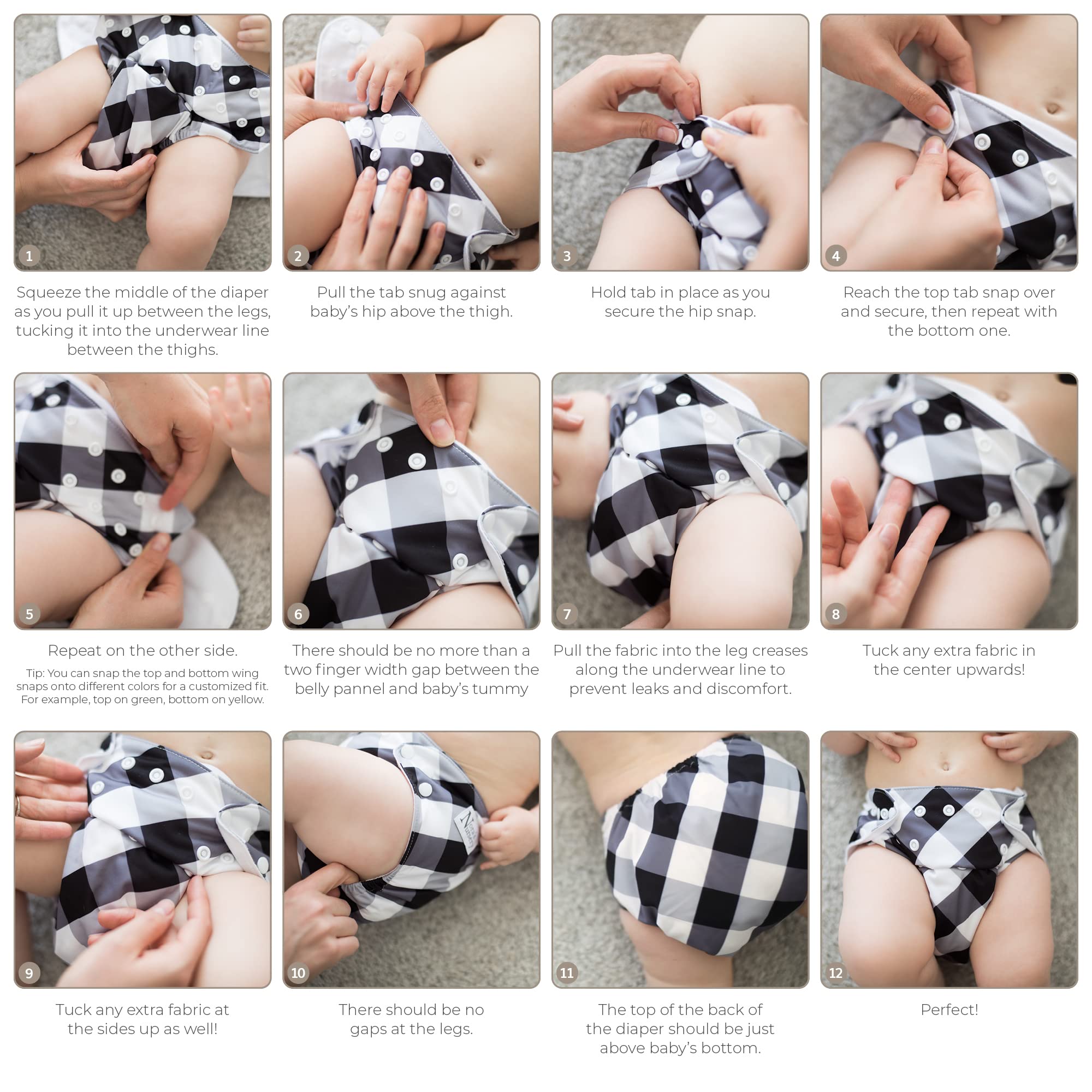 Nora's Nursery Cloth Diapers 7 Pack with 7 Bamboo Inserts & 1 Wet Bag - Waterproof Cover, Washable, Reusable & One Size Adjustable Pocket Diapers for Newborns and Toddlers - Harlow