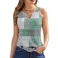 Womens Tank Tops Scoop Neck Half Button Tank Top Summer Casual Solid Color Sleeveless Lightweight Yoga Shirts Blouse