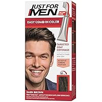 Just For Men Easy Comb-In Color Mens Hair Dye, Easy No Mix Application with Comb Applicator - Dark Brown, A-45, Pack of 1