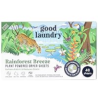 Rainforest Breeze Scented Dryer Sheets, Reduce Static, Infused with Essential Oils, No Harsh Chemicals, Biodegradable, Hypoallergenic, No Plastic - Based in the USA