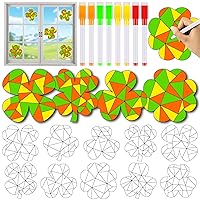30 Pack St.Patricks Day Suncatchers Crafts Window Stained Glass Arts Crafts Kit DIY Shamrock Lucky Clover Coloring Window Clings Classroom Crafts, Creative Art Projects, Party Favors