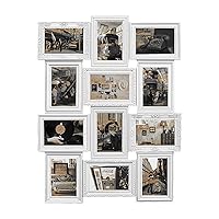 Jerry & Maggie 12 Opening Collage Photo Frame Rustic 23×18 Vintage Embossed Finish PVC Picture Frames Selfie Gallery Collage Wall Hanging For 6×4 Photo, White