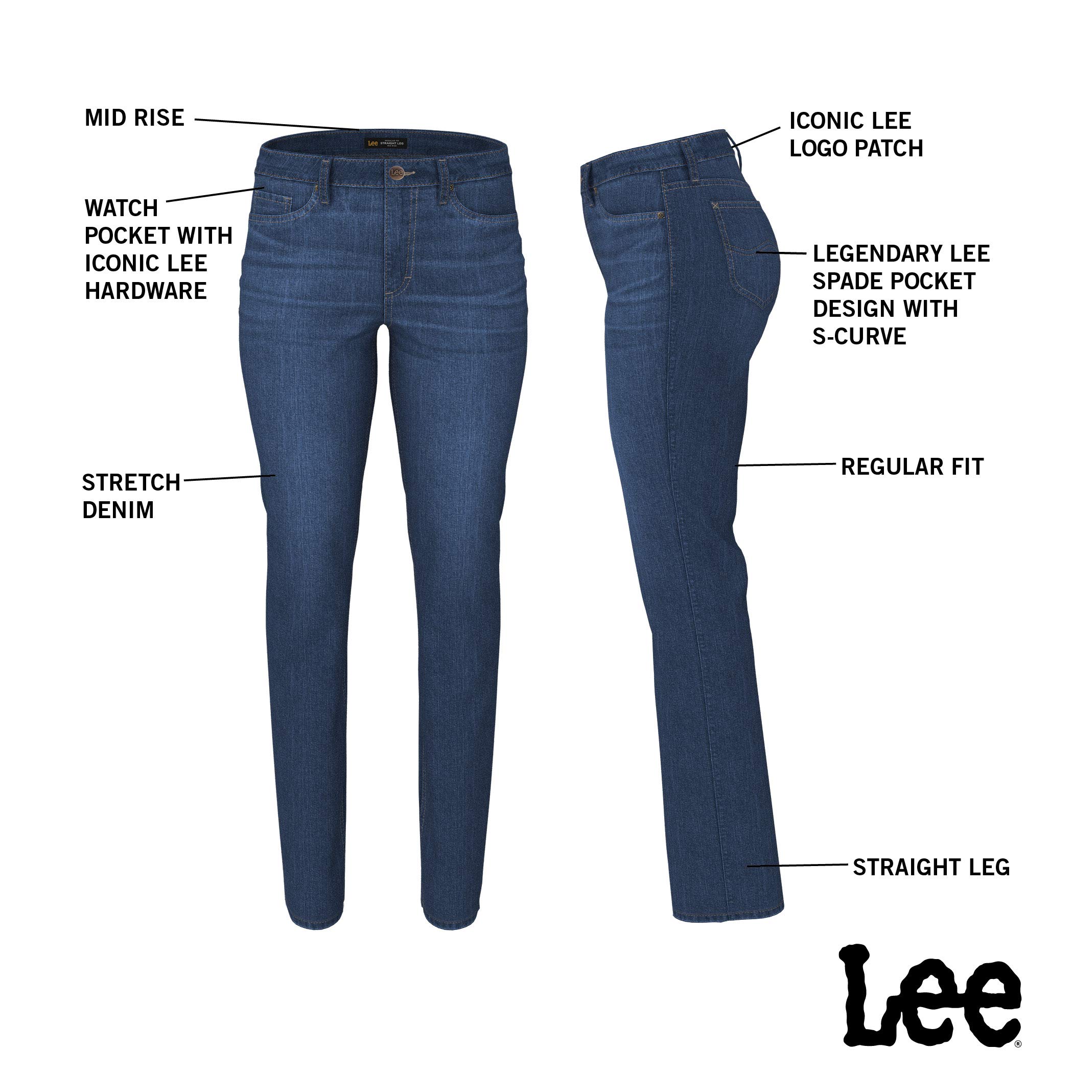 Lee Women's Petite Legendary Mid Rise Straight Leg Jean