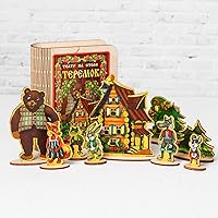 AEVVV Wooden Tabletop Puppet Theater Kit – Russian Folktale Teremok Themed Playset