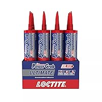 Loctite Power Grab Ultimate Construction Adhesive, Versatile High Strength, Wide Temperature Range Construction Glue - 9 fl oz Cartridge, Pack of 12