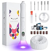Electric Nail Drill and U V LED Lamp Comb, Portable USB Nail File Efile Set with Nail Drill Bits and Handheld U V Light for Fast Curing (White, Standard)