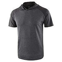 Mens Quick Dry 4 Way Stretch Short Raglan Sleeve Tech Hoodie Tee Shirts