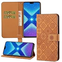 XYX Wallet Case for Oppo A53, Embossed Vintage Flower PU Leather Folio Flip Phone Case Cover for Oppo A53, Brown