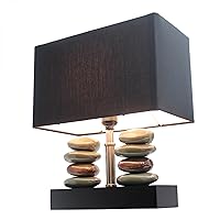 Elegant Designs LT1036-BLK Rectangular Dual Stacked Stone Ceramic Table Lamp, Black