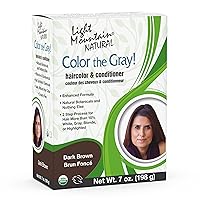 Light Mountain Henna Hair Color & Conditioner, Color the Gray - Dark Brown Hair Dye for Men/Women, Chemical-Free Semi-Permanent Hair Color for White, Gray, Blonde, or Highlighted Hair, 7 Oz