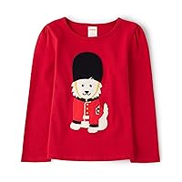 Gymboree Girls' and Toddler Fall and Holiday Embroidered Graphic Long Sleeve T-Shirts