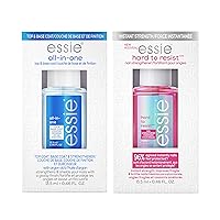 Essie Total Nail Care Set, Hard To Resist Nail Strengthener, Glow & Shine + All-In-One, Base Coat And Top Coat Gifts For Women And Men, 0.46 Fl Oz Each