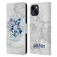 Head Case Designs Official Harry Potter Hogwarts Aguamenti Deathly Hallows IX Leather Wallet Mobile Phone Case Compatible with Apple iPhone 15