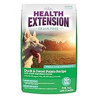 Dry Dog Food, Natural Food with Added Vitamins & Minerals, Suitable for All Puppies, Include Duck & Sweet Potato Recipe with Whole Vegetable & Berries (10 Pound)