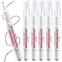 Red Thin Tattoo Stencil Skin Markers - Color Red - Disposable - Thinner Tip - Skin Scribe - for Freehand Tattoos - 5 Markers - Pre -Purple