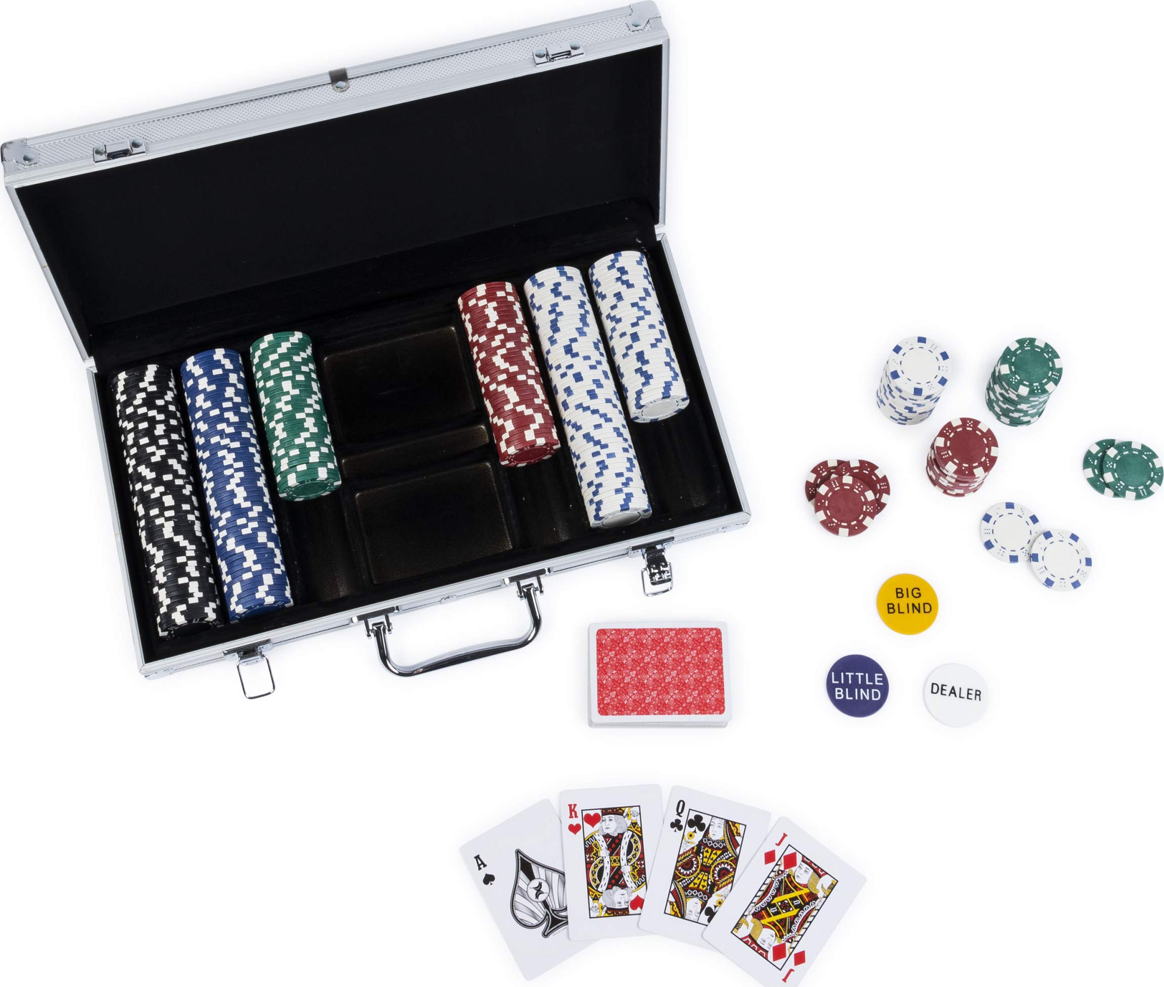 Cardinal Classics, 300-Piece Poker Set with Aluminum Carrying Case & Professional Weight Chips Plus 5 Poker Dice, for Adults and Kids Ages 8 and up