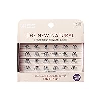 KISS The New Natural, False Eyelashes, Noir', 12mm-14mm-16mm, Includes 24 Wisps, Contact Lens Friendly, Easy to Apply, Reusable Strip Lashes