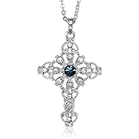 14k Crystal Cross Pendant Necklace, 16