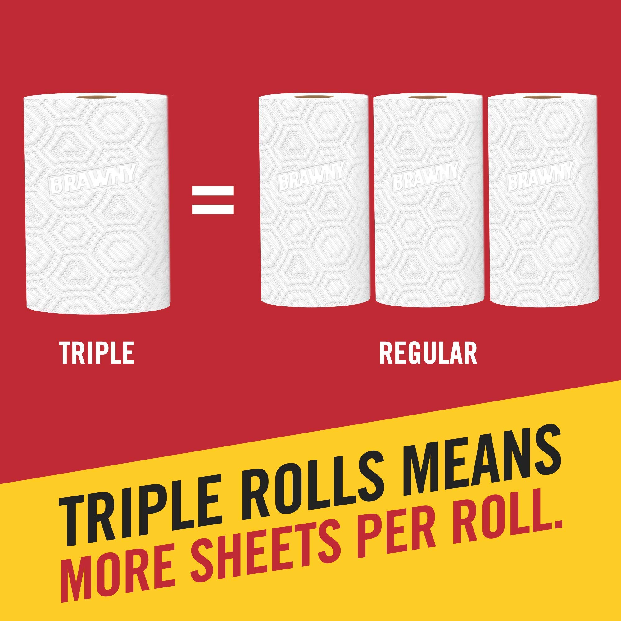 Brawny Flex Paper Towels, 8 Triple Rolls = 24 Regular Rolls, Tear-A-Square, 3 Sheet Size Options, Quarter Size Sheets