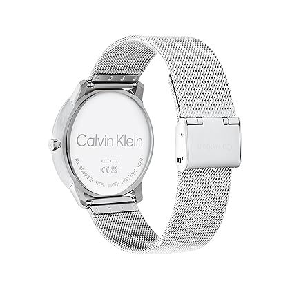 Calvin Klein Unisex Quartz Stainless Steel and Mesh Bracelet Watch, Color: Silver (Model: 25200031)