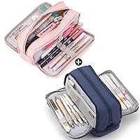 CICIMELON 2pc Large Pencil Case Multi Compartments Pen Pouch Bag Aesthetic School Supplies for Boys Girls Men Women Adults