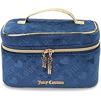 Juicy Couture Women's Cosmetics Bag - Travel Makeup and Toiletries Train Case Organizer, Size One Size, Blue