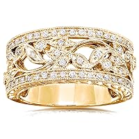 Kobelli Vintage Style Diamond Fashion Floral Band 1/4 CTW in 14K Yellow Gold