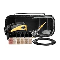 Glam Air Airbrush Makeup Machine System with 5 Dark Matte Shades of Foundation and Airbrush Blush light