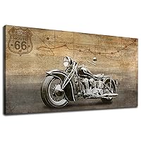 arteWOODS Vintage Motorcycle Canvas Wall Art - Historic Route 66 Retro Vehicle Pictures for Men Boys Bedroom Wall Decor Modern Motorcross Canvas Print Artwork Home Office Wall Decoration 20