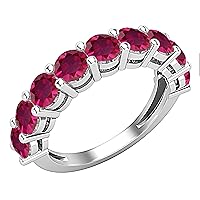 Dazzlingrock Collection Ladies Anniversary Wedding Band, Available in Various Round Lab Created Gemstones & Metal in 10K/14K/18K Gold & 925 Sterling Silver