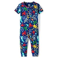 The Children's Place Baby Boys' Short Sleeve 100% Cotton Zip-Front One Piece Footless Pajamas