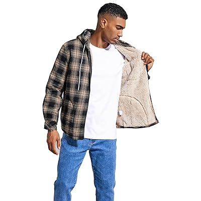Elesuit Men's Full Zip Fleece Flannel Jackets Shirt Plaid Cotton Hoodies  Soft Warm Coat for Men with Hood Army Green Small at  Men's Clothing  store