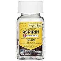 Aspirin Tablets, 325 mg - 100 Count | NSAID Pain Relief | Easy Swallowing | Pain Reliever & Fever Reducer | Arthritis Pain Relief | Headache Relief | Migraine Medicine