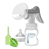Manual Breast Pump with SoftShape 100% Silicone Shield (B,25mm flange) & Anti-Colic Options+ Wide-Neck Baby Bottle 5 oz/150 mL,with Level 1 Slow Flow Nipple