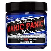 MANIC PANIC Blue Moon Hair Dye - Classic High Voltage - Semi Permanent Bright, Neon, Cool True Blue Hair Dye Color - Vegan, PPD & Ammonia Free (4oz)