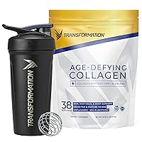 Transformation Grass-Fed Hydrolyzed Collagen Peptides Powder & Performance Insulated Shaker Bottle | Multi Types 1 & 3 | Pure Bovine | Keto Friendly | Supports Hair, Skin, Nails | 16oz Unflavored