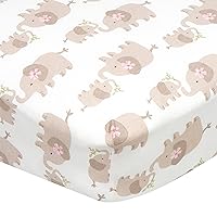 Gerber Baby Boys Girls Neutral Newborn Infant Toddler Nursery 100% Cotton Fitted Bedding Crib Sheet, Elephants White, 28