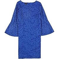 Alfani Womens Lace Sheath Shift Dress, Blue, 12