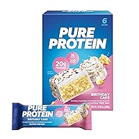 Pure Protein Birthday Cake Bars, High Protein, 20g Protein, 200 Calorie Bars, Pack of 12 and Pack of 6, Gluten Free