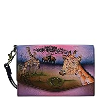 Anna by Anuschka Women's Hand-Painted Genuine Leather Vintage Wristlet Clutch