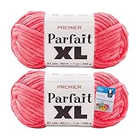 Premier Yarns Parfait XL - 7 Oz - #7 Jumbo Weight - 2 Pack Bundle with Bella's Crafts Stitch Markers (Hibiscus)