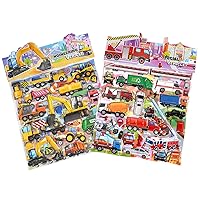 Puffy Stickers Play Set for Kids Toddlers,Space,Construction,Vehicle,Trucks Theme.