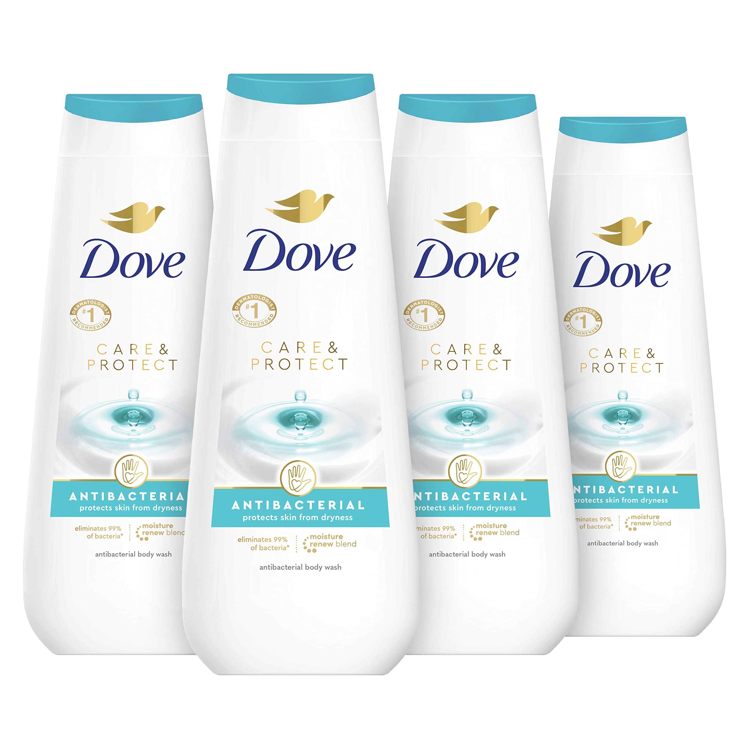 Dove Body Wash Care & Protect Antibacterial 4 Count For All Skin Types Protects from Dryness 20 oz