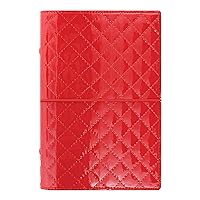 Domino Luxe Organizer, Personal Size, Red - High-Gloss, Quilted Effect Cover, Parisian Inspired, Six Rings, Week-to-View Calendar Diary, Multilingual, 2024 (C027988-24)