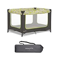 Zodiak Portable Playard in Grey and Green, Lightweight, Packable and Easy Setup Baby Playard, Breathable Mesh Sides and Soft Fabric - Comes with a Removable Padded Mat