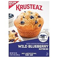 Krusteaz Wild Blueberry Muffin Mix, Includes Wild Blueberries Can, 17.1 oz Box
