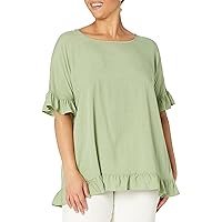 EVANS Women's Plus Size Top Rivka Frill